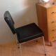 Chair in faux black leather and chrome metal / vintage 60-70s