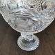 Large cut crystal bowl on a stand, swans – H 23 x Ø 20 cm – vintage