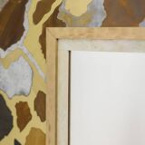 Mirror in marquetry of oxidised and patinated brass. Artist's work.