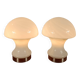 Set of 2 mushroom table lamps in opaline glass