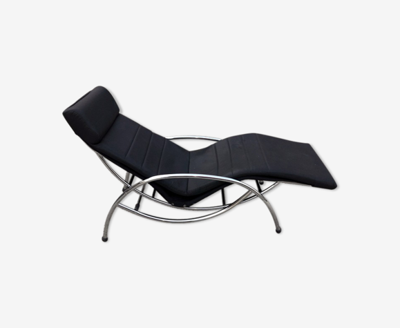 Chaise longue a bascule design italien 1970 en moleskine | Selency