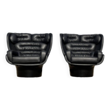 2x Chaise Joe Colombo Elda Longhi noir sur noir, état showroom !