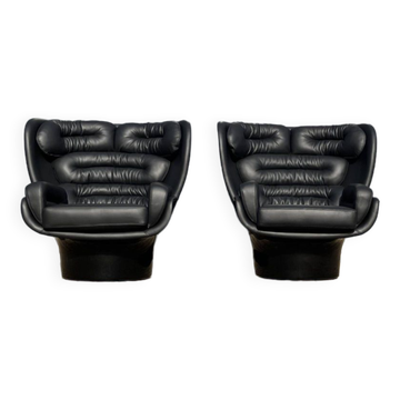 2x Joe Colombo Elda Longhi chair black on black, showroom condition!