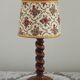 French Vintage Round Wooden Barley Twist Table Lamp With Floral Shade