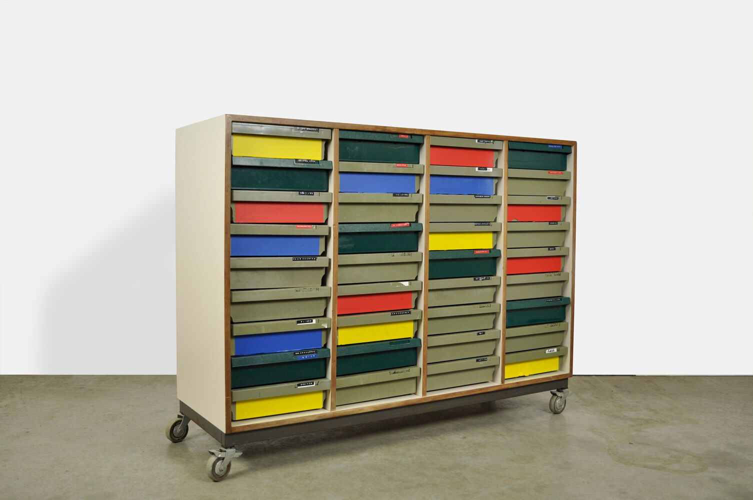 Dutch schoolcabinet with coloured drawers, 1970s