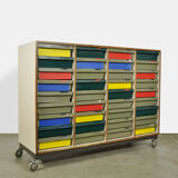 Dutch schoolcabinet with coloured drawers, 1970s