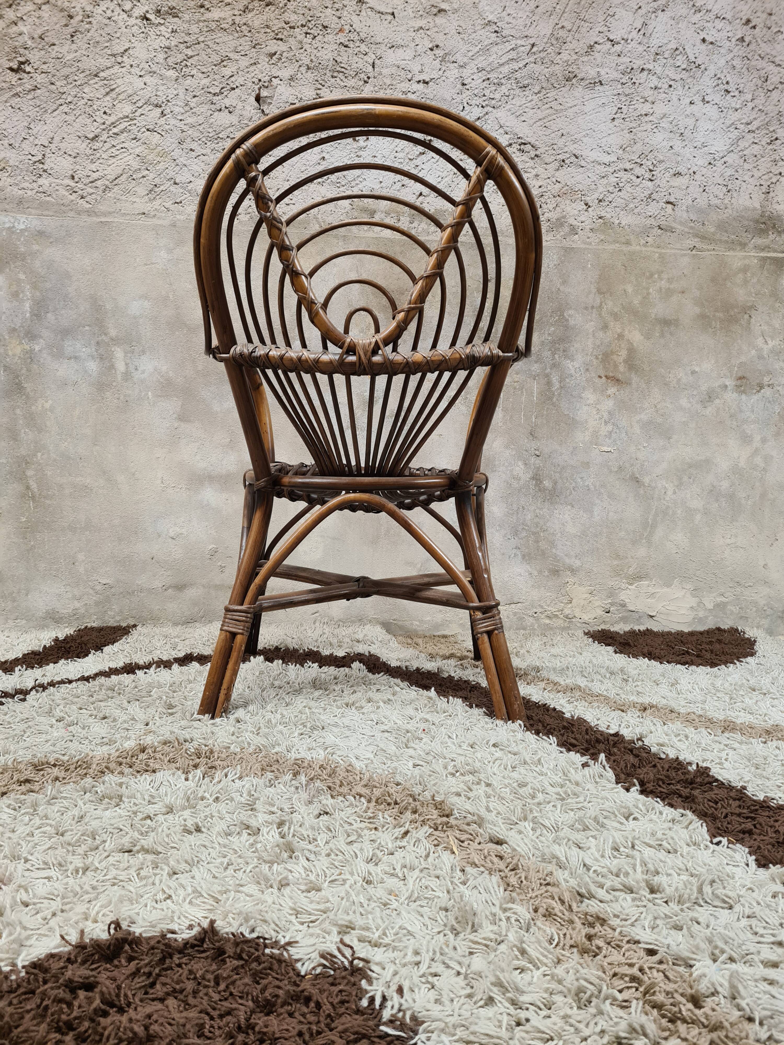 Vintage bamboo rattan armchair