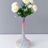 Vintage pastel colors polychrome murano glass flower vase, italy