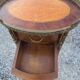 Oval bedside table in Louis XV style with marquetry.