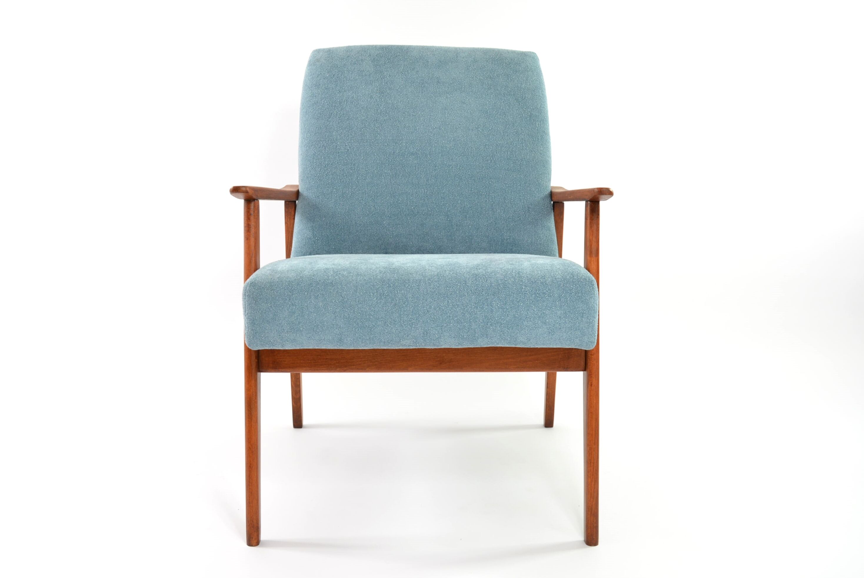 Renovated vintage armchairs sky blue