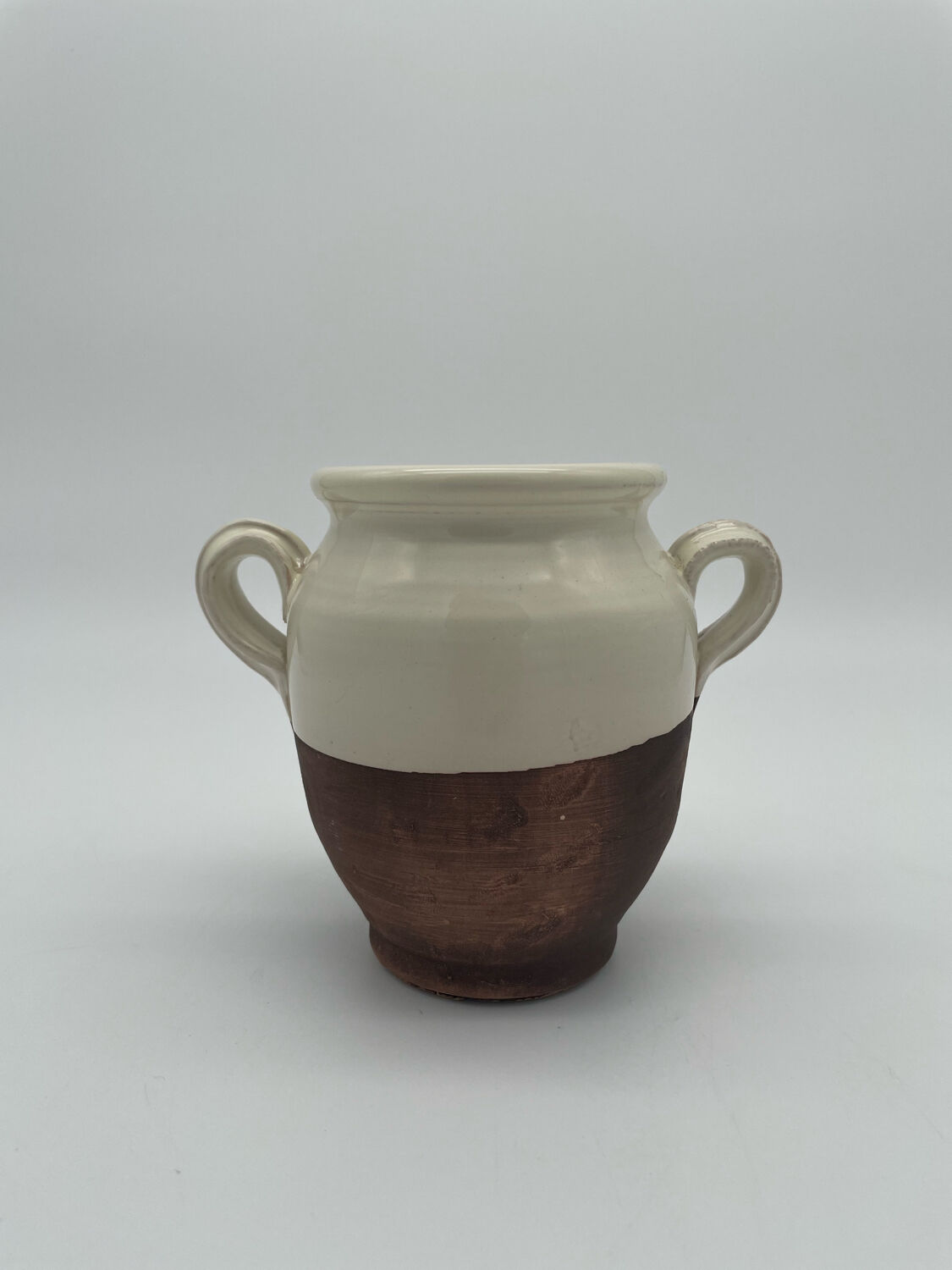 Grease pot, candied in glazed white terracotta