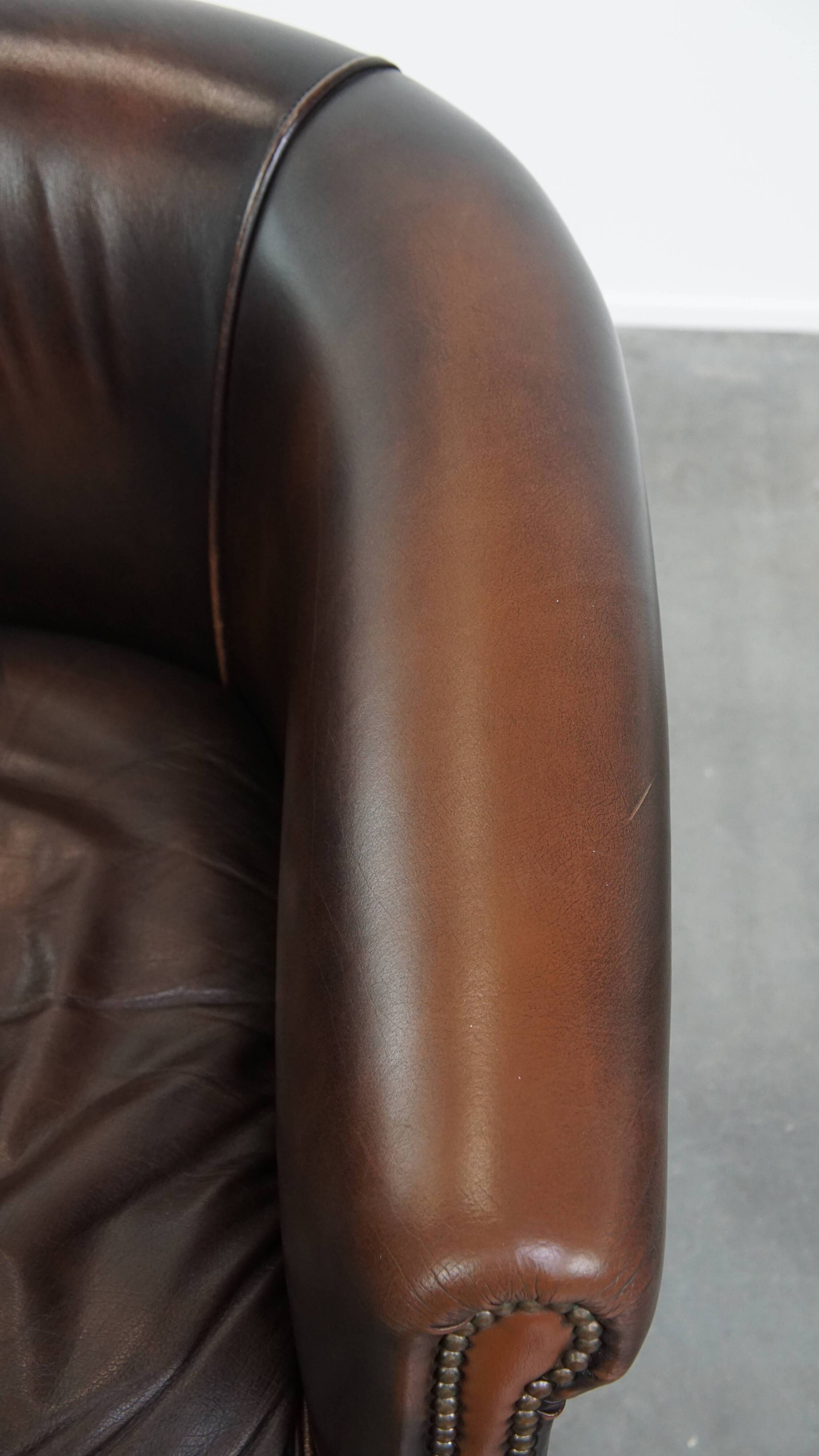 Cowhide Leather Club Armchair in English Style