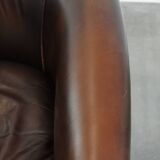 Cowhide Leather Club Armchair in English Style
