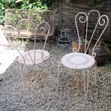 Pair of years 40-50 white metal garden chairs