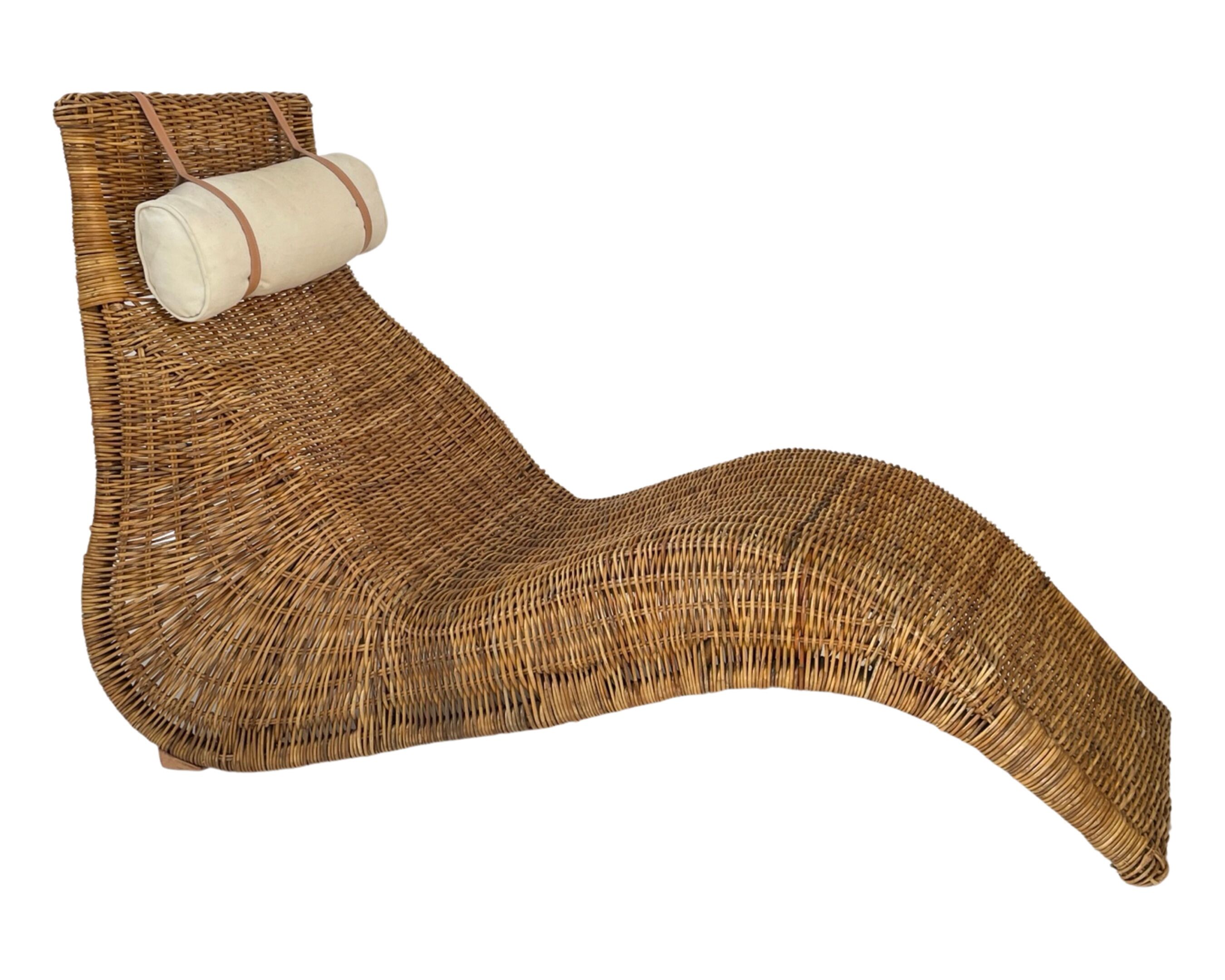 Karlskrona Rattan Wicker Chaise Lounge by Karl Malmvall for Ikea