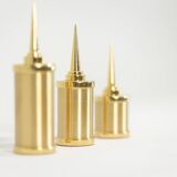 Set of 3 candlesticks in gilded brass. Work of art craftsman.