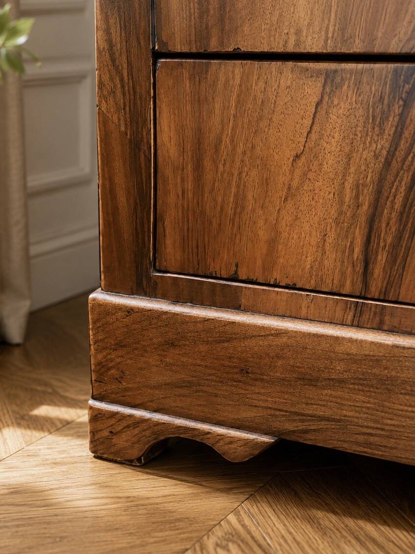Commode d’époque Louis-Philippe en ronce de noyer, milieu du XIXe siècle