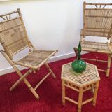 Hexagonal coffee table in bamboo and rattan