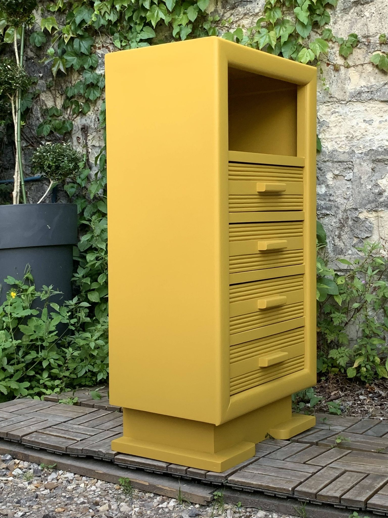Ochre yellow Art Deco chest of drawers