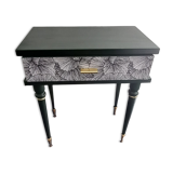 Vintage khaki restyled bedside table with gilding