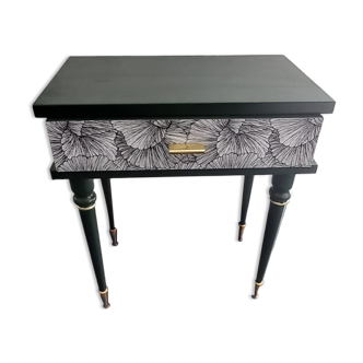 Vintage khaki restyled bedside table with gilding