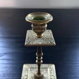 Chiseled brass candle holder