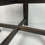 Set of 4 architectural brutalist dining chairs in beech wood, 1970s