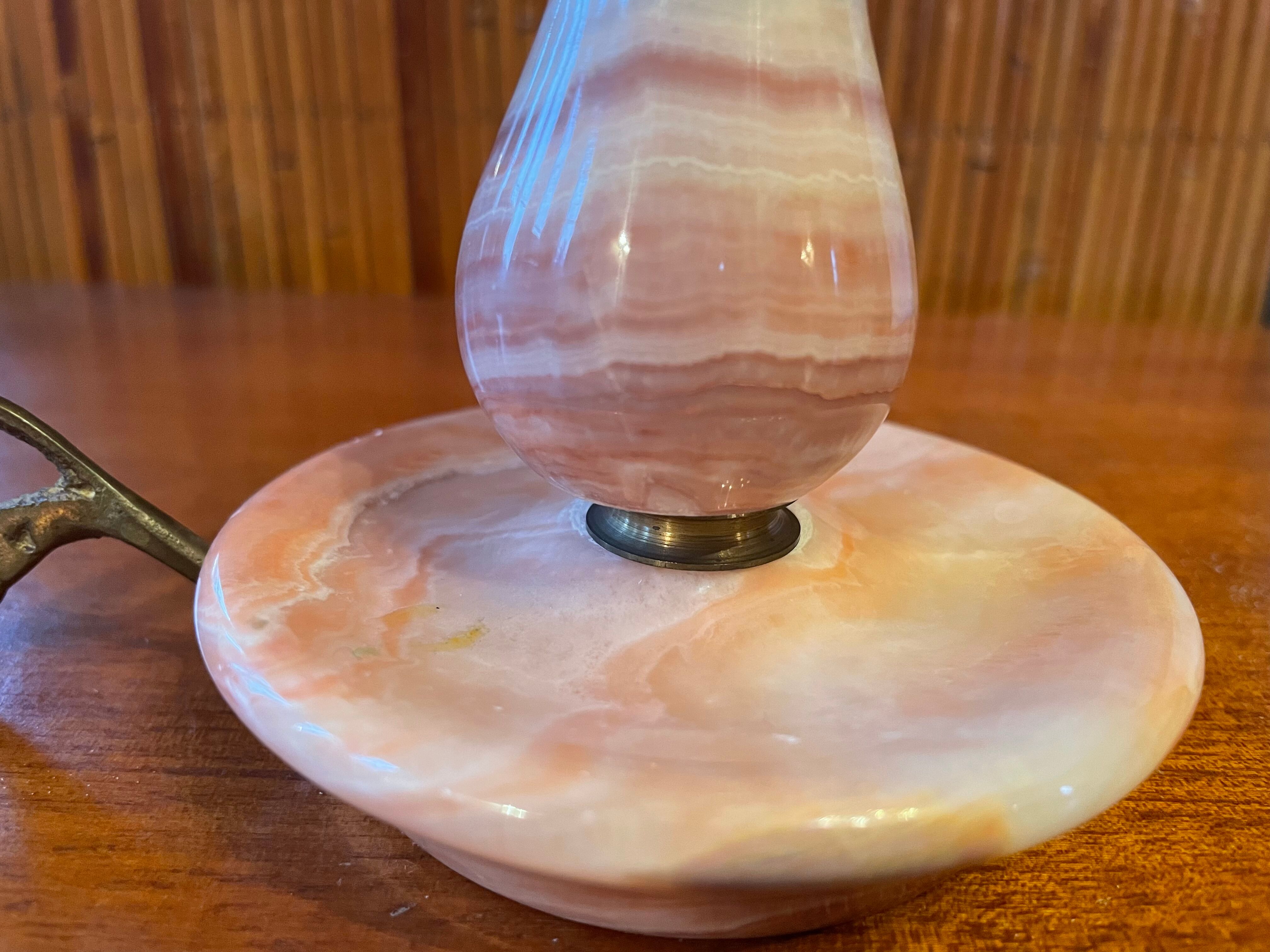 Pink marble candle holder