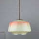 Vintage glass & brass salmon pendant lamp