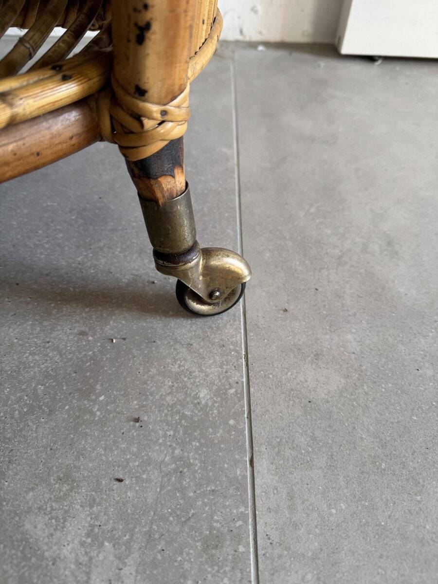 Vintage Bar Sports in bamboo and wicker bar cart, 1970s