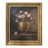 HST painting "Composition with roses" 19th/20th century with frame