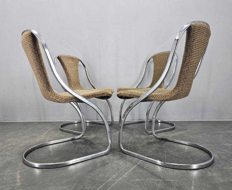Set of Four Midcentury Dining Chairs, Gastone Rinaldi, Italy, 1970s