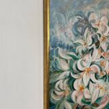Mid Century Swedish Oil on Canvas – “White Lilies” by Torsten Hult
