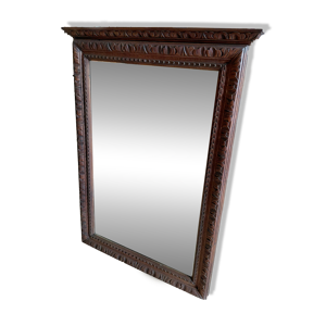 Grand miroir biseauté - cadre bois
