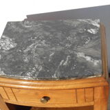 Solid walnut bedside table with marble plan, 50's