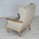 1970s, Danish highback armchair, furniture wool, solid oak wood.