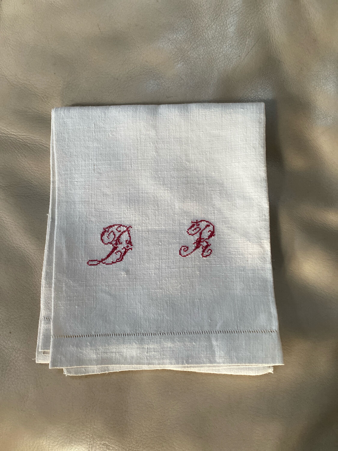 Monogrammed linen table runner