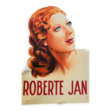 Affiche ancienne chanteuse Roberte Jan entoilée lithographique  79  x 118 cm