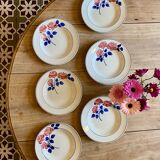 Set of 6 vintage deep plates, Rose Rouge model, by HBCM