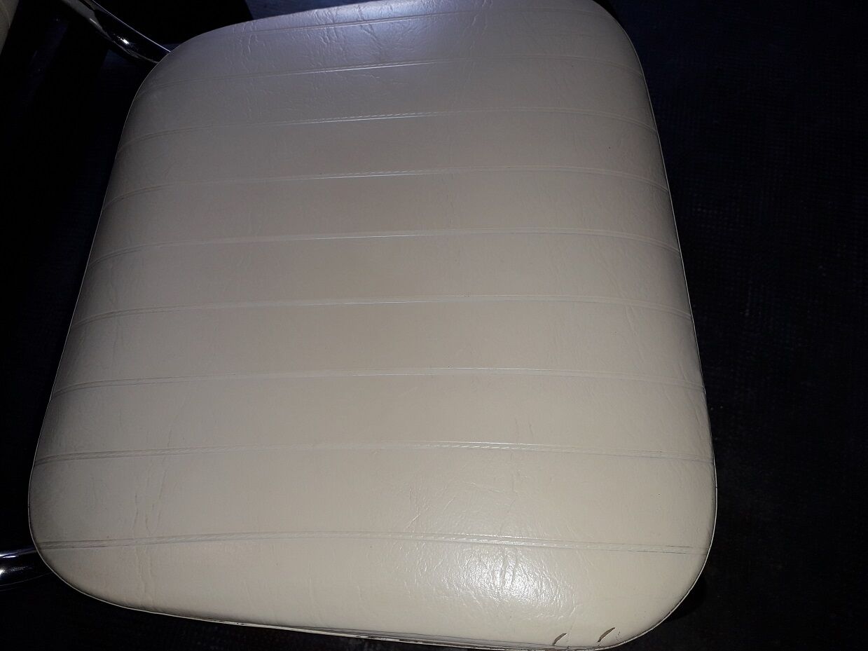 3 white skai chairs, 70's