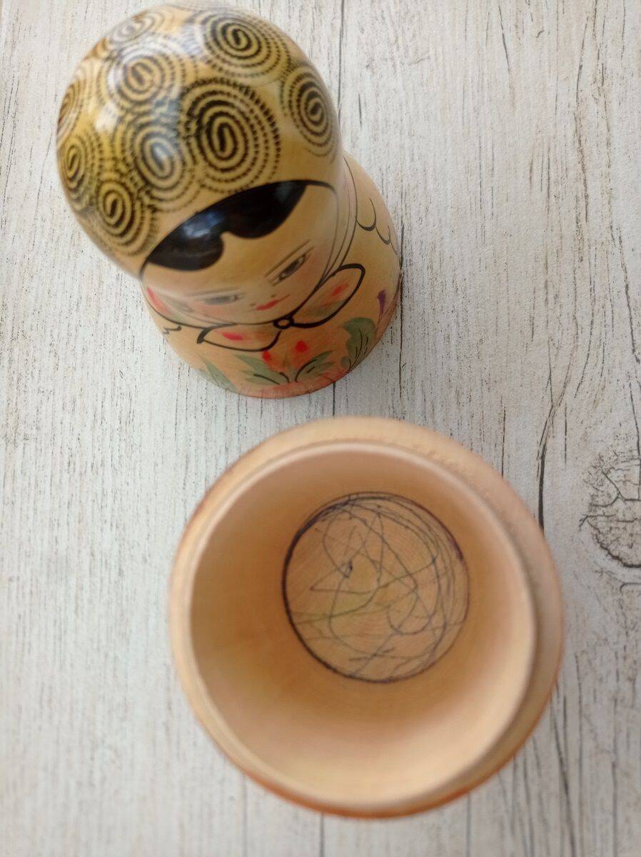 Old Russian wooden doll - USSR