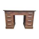 Bureau en chêne vintage ministre 2 caissons avec tiroirs années 40-50