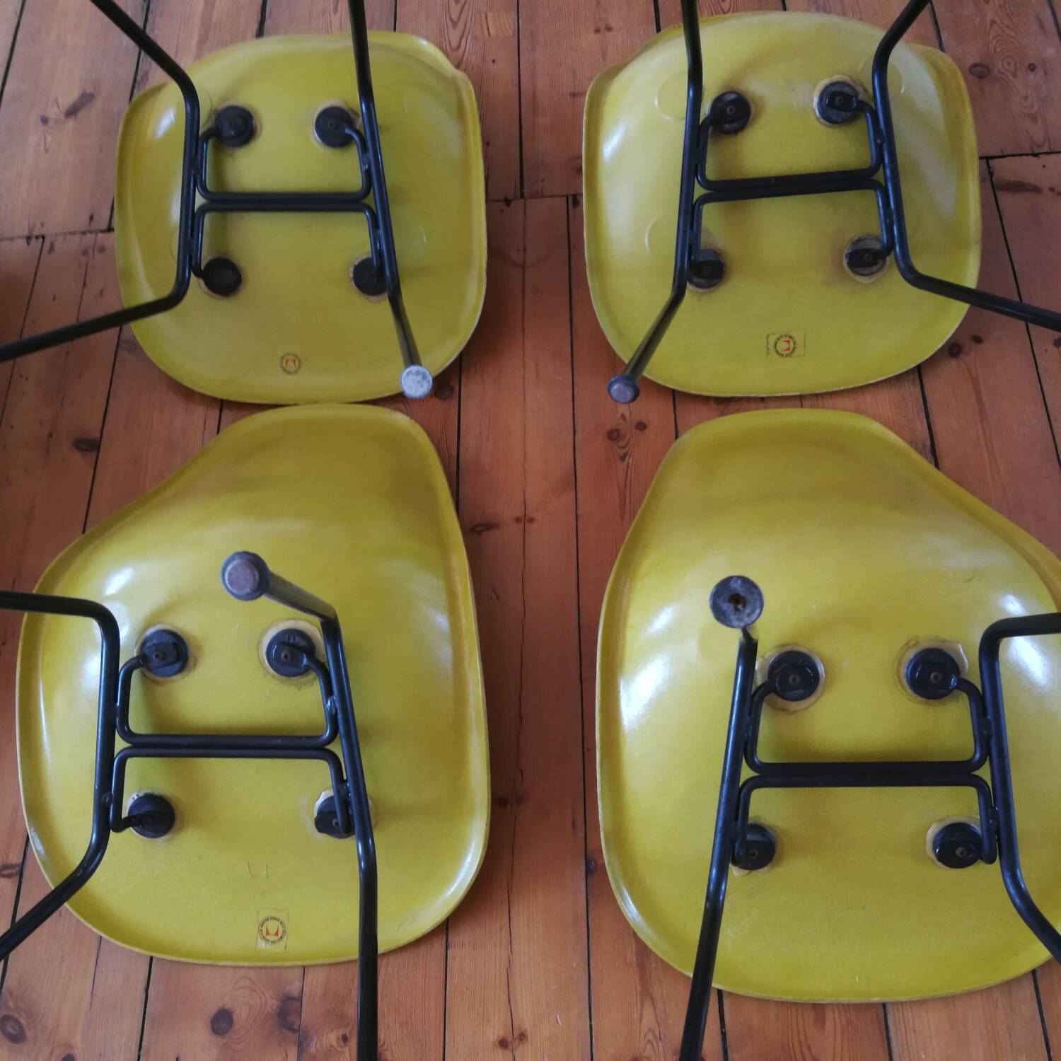 Set of 4 DSX chairs Herman Miller edition design Charles Eames fiberglass