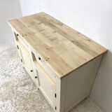 Sideboard beige light top solid wood raw