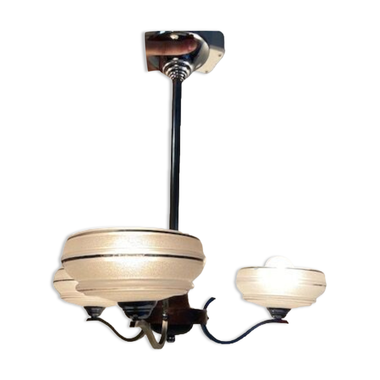 Chandelier 3 burners glass of Clichy