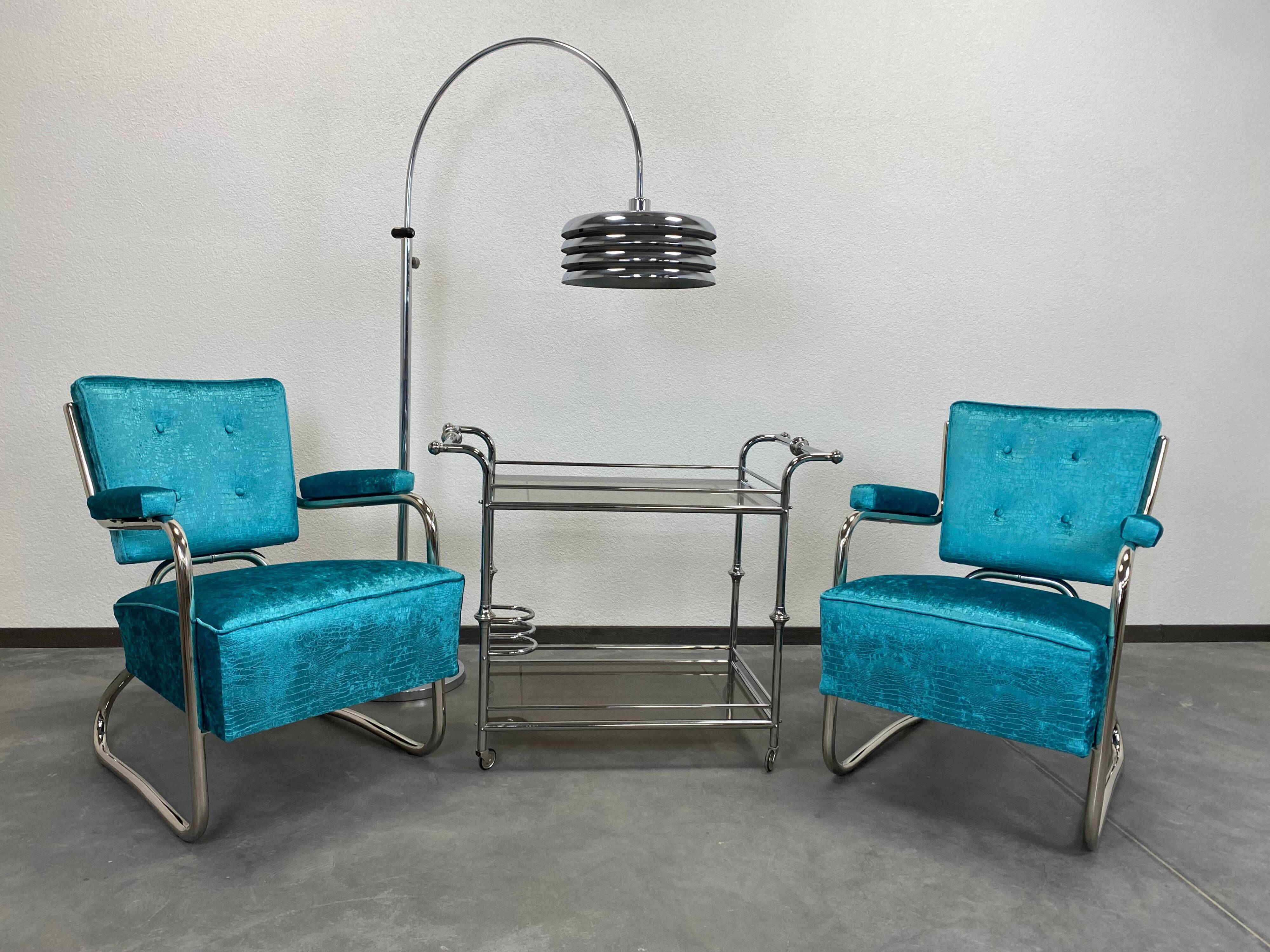 Extravagant Chrome Bauhaus Armchairs