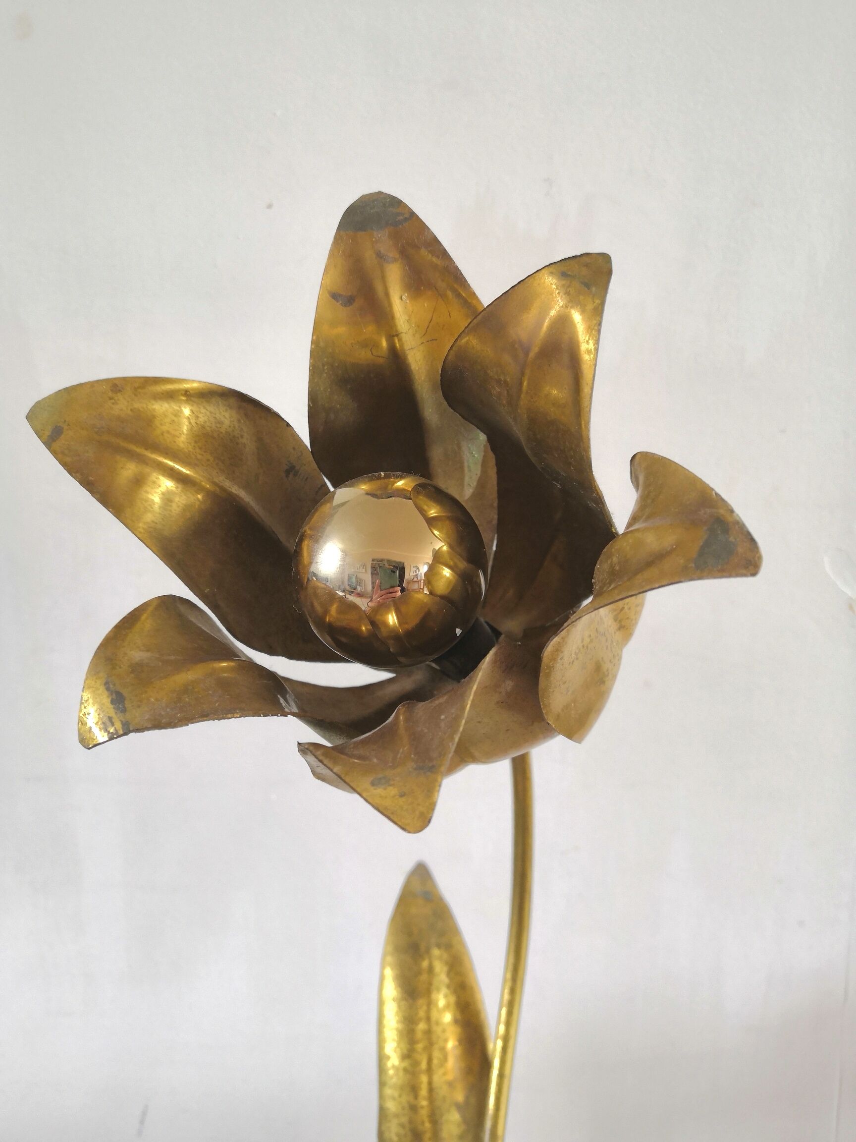 Tulip flower lamp in brass design 60s - 70s