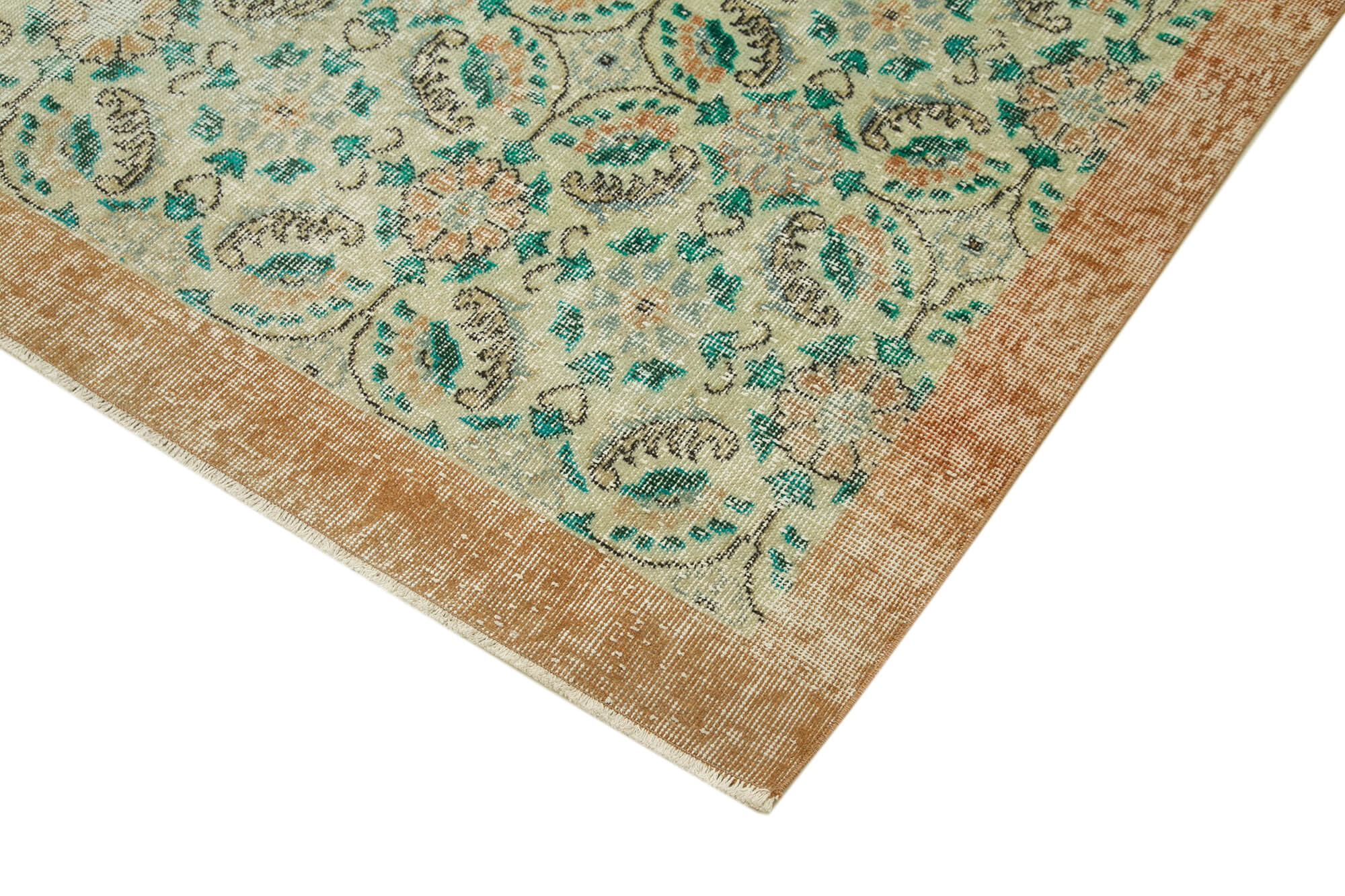 Handmade unique oriental beige carpet 207 cm x 312 cm