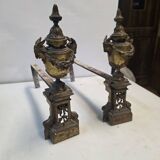 Paire de chenets en bronze style Louis XVI, XIXème