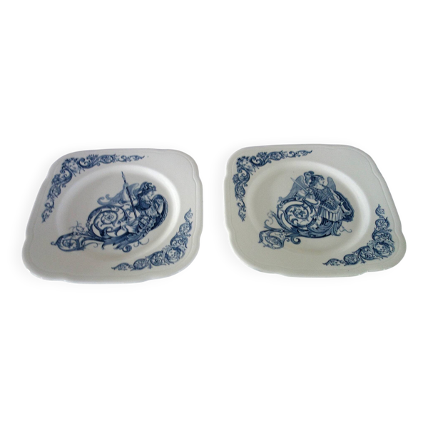 2 assiettes plates Terre de Fer Clairefontaine Renaissance XIXème